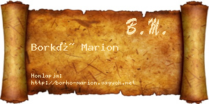 Borkó Marion névjegykártya